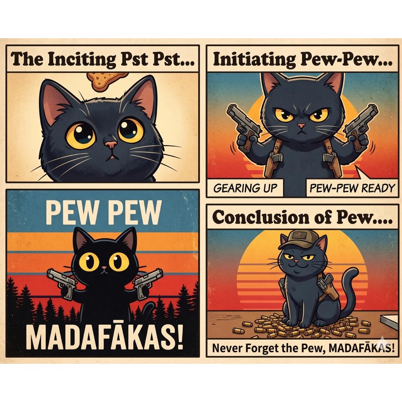 Retro Sunset Pew Pew MADAFAKAS Cat Tactical Embroidery Patch -