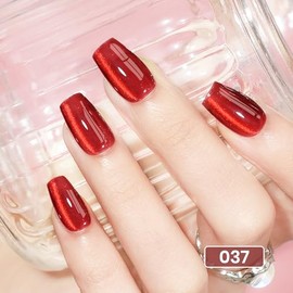 SUPWEE Gel Nagellack 15ML Rot Glizter Cat Magnetisch Eye Gel Nagellack Holografischer Katzenaugen Nail Polish Soak Off Cat Magnetic Manicure DIY zu Hause