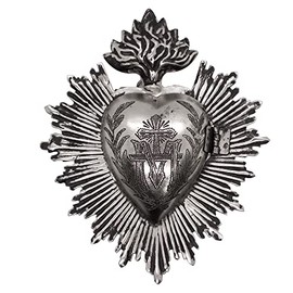 Milagro - Adorno de pared de corazón Ex Voto | Hermoso corazón sagrado decoración del hogar | Gran regalo católico para sacramentos y inauguración de la casa | Espacio de medallón para pequeñas baratijas (metal)