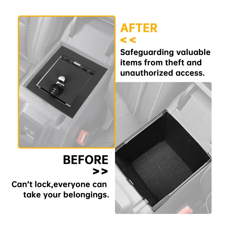 KUAFU Center Console Lock Safe Box Compatible with 2021-2025 Ford