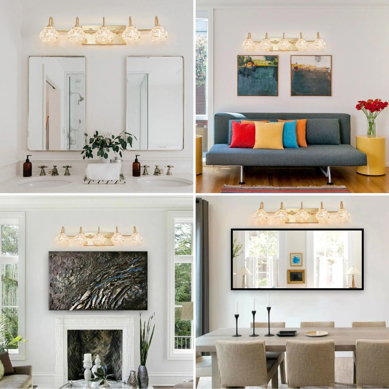 29\" Modern Crystal Bathroom Vanity Light Elegant Wall Mount Lighting