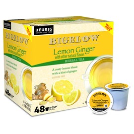 Bigelow Tea Lemon Ginger Keurig K-Cup Pods Herbal Tea, Caffeine Free, 48 Count (Pack Of 1)