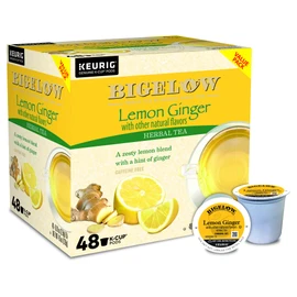 Bigelow Tea Lemon Ginger Keurig K-Cup Pods Herbal Tea, Caffeine Free, 48 Count (Pack Of 1)