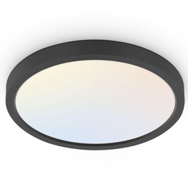 hykolity 18 Inch LED Round Flat Panel Light, Black, 32W, 3200lm, 3000K/4000K/5000K CCT Selectable, 120°Beam Angle, Dimmable Edge-Lit Flush Mount Ceiling Light Fixture - ETL Listed