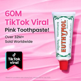 EUTHYMOL Original Pink Toothpaste (3.7fl oz/Pack of 1) - Fluoride-Free Toothpaste for Sensitive Teeth & Gum. Bad Breath, Cavity Prevention, 12-Hour Long Lasting Freshness with Wintergreen