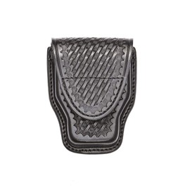 Aker Leather Products Handcuff Case Aker Leather 508 Handcuff Case, Basketweave, Hidden Snap, Black