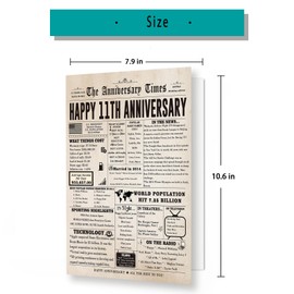 BENNLOOS Jumbo 11th Anniversary Cards Gifts for Wife Husband Couple, Romantic 11 Year Wedding Anniversary Decorations for Women Men, Jumbo Steel Anniversary Card for Him Her