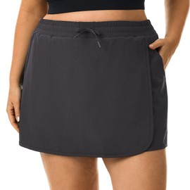 HOdo - Falda de tenis para mujer, talla grande, con bolsillos cortos, faldas atléticas, de secado rápido, para golf, para entrenamiento, deportes, talla 1X-5X, Gris oscuro, 5X