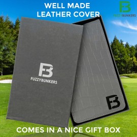 FB FUZZYBUNKERS Quality Leather Golf Scorecard Holder - Yardage Book Cover - Golf Yardage Book - Golf Scorecard Book -Free Pencil and Stat Tracker Sheet (Gray - Pack of 3)