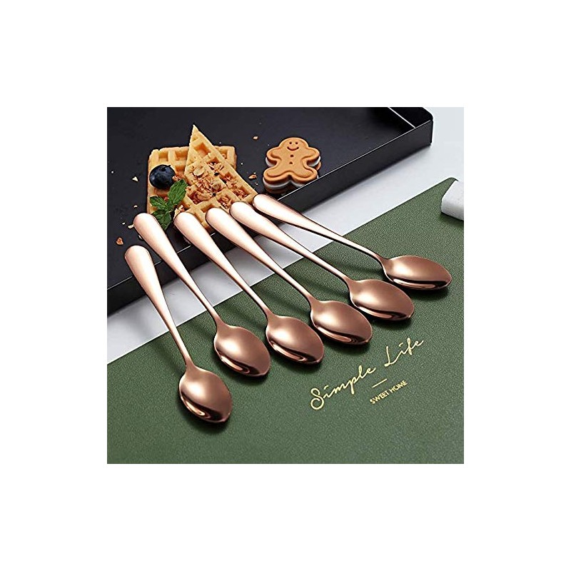 Kyraton Rose Gold Coffee & Tea Spoons, 6pc Stainless Steel