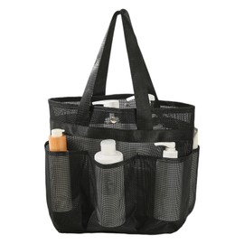 Camping Shower Bag, 25 x 23 x 14 cm, Mesh Beach Bag with 6 Compartments, Mesh Beach Bag with Button, with Handle, Multifunctional, Foldable Handbags for Beach, Holiday, Travel, Picnic, Gym, Bathroom