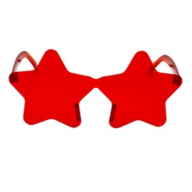 PLAYZOCO Sunglasses Star Shape Frameless Sunglasses Star Glasses Fancy Dress Party Glasses Stag Night Carnival Glasses Unisex Red