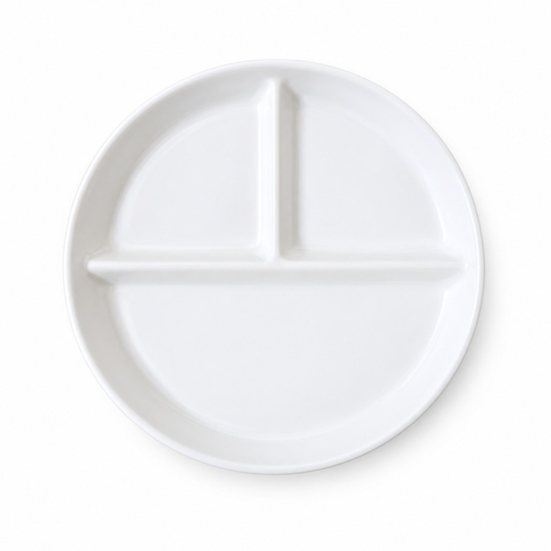 Ceramic Divided Dinner Plate – 3-Section Round Serving Plate for