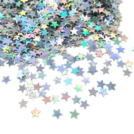 Star Confetti, Christmas Glitter Star Table Confetti Metallic Foil Silver Stars for Party Wedding Festival Decorations Holographic Silver 15g A3XXZX (silver)