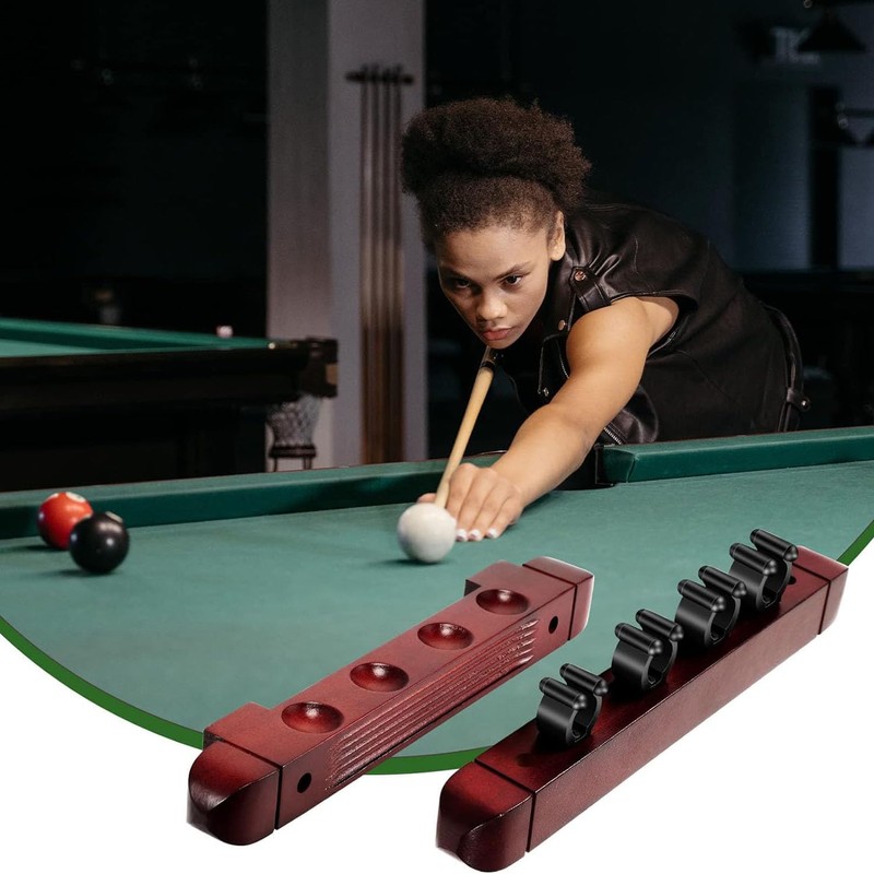Pool Stick Holder 1 Set Wall Mounted Hardwood Billiard/Pool Cue