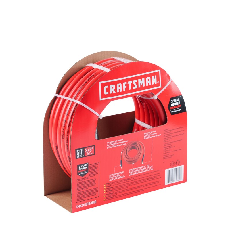 CRAFTSMAN 3/8-in x 50-ft PVC Air Hose, 300 PSI, Lightweight,
