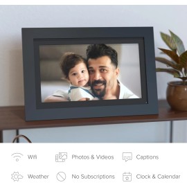 Simply Smart Home Brookstone PhotoShare 14” Wireless WIFI Smart Digital Picture Frame - Black