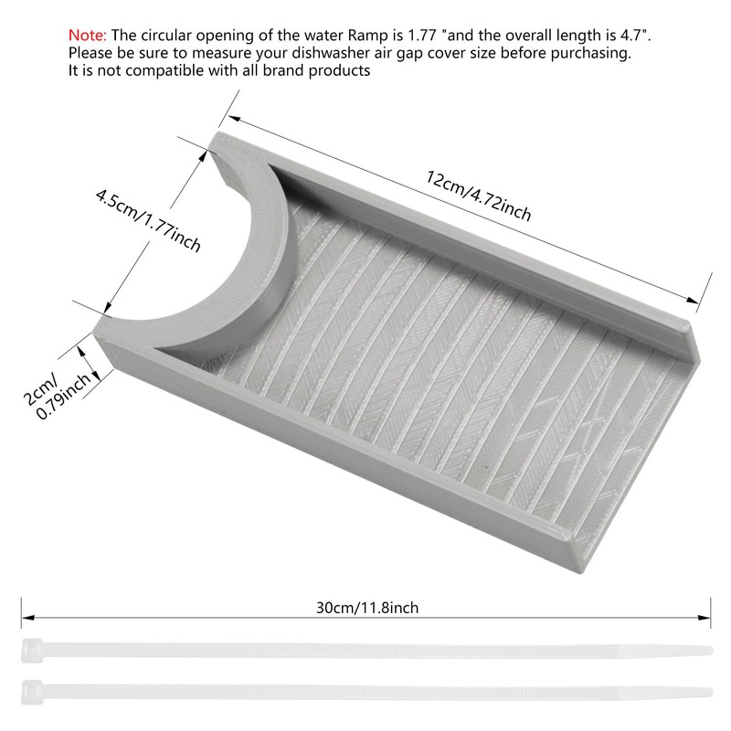 LUAATT Dishwasher Air Gap Cover Water Ramp,3" Ramp Helps Guide