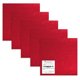 Turner Moore Edition Red Glitter Vinyl Adhesive 12x12, 5-Pack Transparent Glitter Vinyl Sheets for Cricut, Crafts, Scrapbooking, Stickers, Decals for Bottles and Tumblers