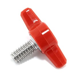 1/4"-20 x 1/2" Thumb Screw Stainless Steel - Red Tee Wing Plastic Knob - Standard/Coarse Thread Thumbscrew - Length: 0.500" - Proudly Built in USA - Package of (4)