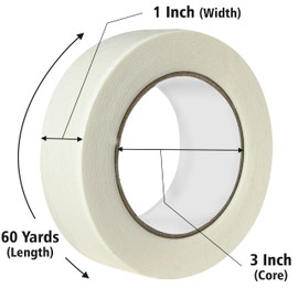General Purpose Masking Tape, Beige. Easy-Tear, Pro-Grade Removable Painters Tape Great for Home, Office. Clean, Drip-Free Painting with Wide Paper Rolls (1" x 60 Yards (6 Rolls/Order))