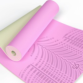 LOLLIPOP Thick Yoga Mat, Non-Slip Exercise Mat for Yoga, Pilates, Stretching Fitness & Exercise Mat with Easy-Cinch Carrier Strap, 72"L x 32"W x 1/4 Inch Thick, Pink & Green