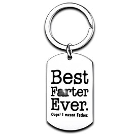 Nimteve Dad Gifts from Son Daughter Dad Keychain Father Keyring Key Tags for Daddy Papa Men Jewellery for Father's Day Birthday Gift (Funny Style- Best Farter Ever I Mean Father)