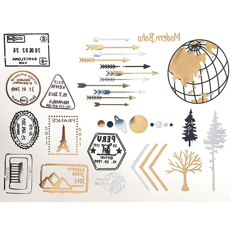 5 Sheets Metallic Tattoos Gold and Silver Flash By Modern