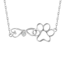 JERWLI Veterinary Gift Stethoscope Paw Print Necklace 925 Sterling Silver Vet Tech Nurse Necklaces Jewelry For Women Girlfriend Female Nursing School Graduation Gifts