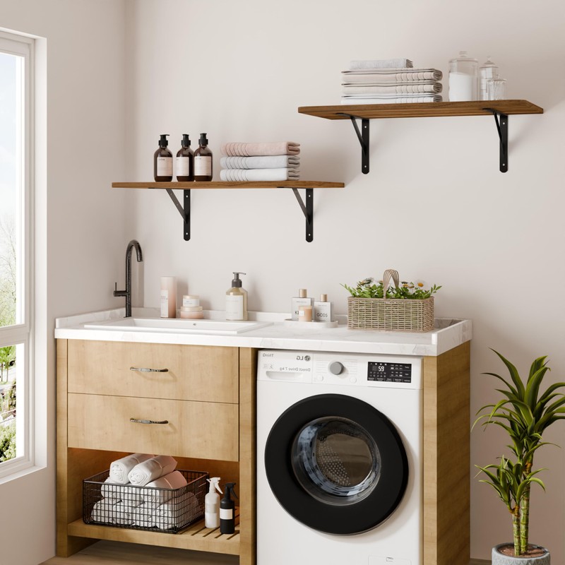 2-Pack Large Wall Mounted Shelf 3x2Ft (36x24In) - 600lbs Capacity