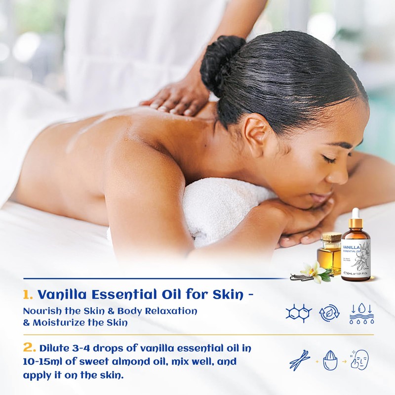 HIQILI 1 Fl Oz Vanilla Essential Oil, 100% Pure Natural