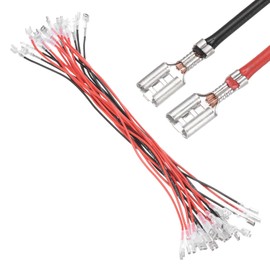 sourcing map 20Pcs Double Head Female Spade Crimp Terminal with Insulating Sleeve 6.30mm, Female Spade Quick Connector Assortment Kit with 30cm Wires, Flame Retardant Cover