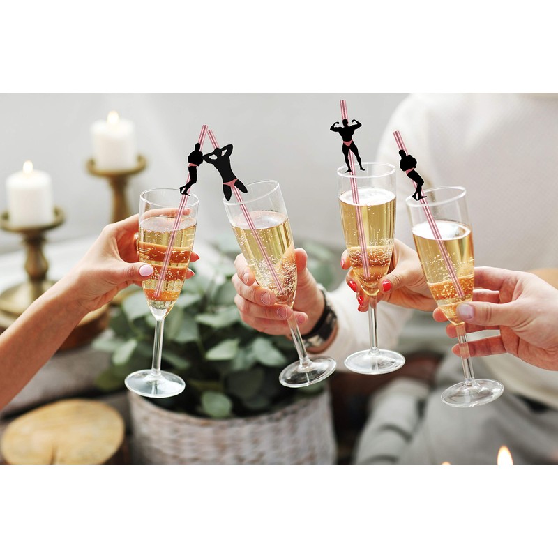 Bachelorette Party Decorations Straws I 24 Pack Dancing Stripper Man