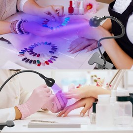 BUCICE 3W UV Nail Lamp, Hands Free Gel LED Dryer Polish Curing Lamps Rotated with Fixed Clip for Nails