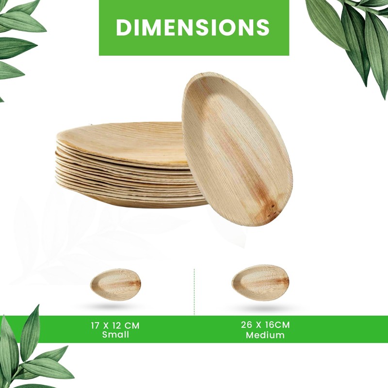 Canape King 25x Palm Leaf Oval Plates - Eco-Friendly Biodegradable