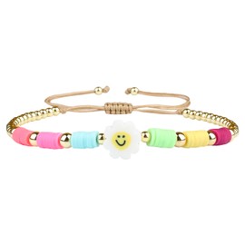 KELITCH Summer Flower Charm Bracelets Colorful Beaded Bracelets Women Friendship Bracelets