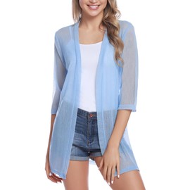 iClosam - Cárdigan para Mujer con Manga 3/4, Manzana Verde