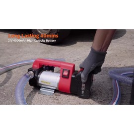 ‎TaskStar Cordless Electric Fuel Transfer Pump with Nozzle & Hoses Kit 12GPM 4.0Ah Battery