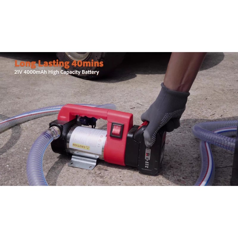 ‎TaskStar Cordless Electric Fuel Transfer Pump with Nozzle & Hoses