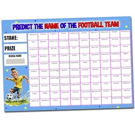 Perfect Message Football Team Scratch Cards Fundraiser, 100 Names, A4 Size, 300gsm High Gloss Card, Random Team Names Behind Scratch card