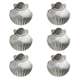 LD-YUNJIA 6 Pcs Seashell Cabinet Knobs,Single Hole Metal Knob for Room Kitchen Cabinet Hardware Cupboard Door Knobs (Silver)