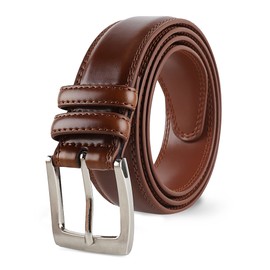 Prospero Comfort - All Leather Dress and Work Belts for Men, Genuine Leather Belt for Men, Double-Stitched Men’s Belts for Casual and Formal Wear, 35mm, Men’s Tan Belt Size 32