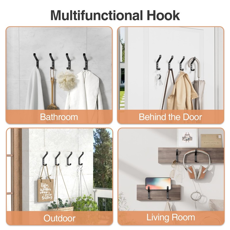 susswiff 10-Pack Wall Hooks for Hanging Coat: 10KG Metal Strong