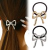 LunarCharm 2 pieces hair ties with metal bow, small elastic