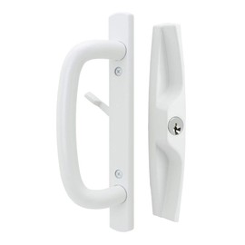 FPL Veranda Sliding Glass Door Handle Set, White, Keyed, 3-15/16” Screw Holes, 1-3/4” Door Thickness