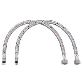 QUARKZMAN 16 Inch Long Faucet Inlet Hose, 2 Pieces G3/8 Female Compression Thread x M10 Male Connector, Braided Short Inlet Hose 304 Stainless Steel