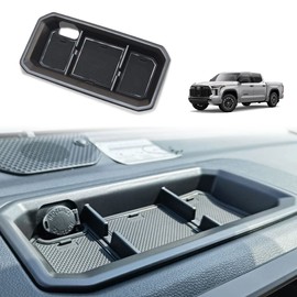 Muslogy for Tundra 2022-2024 Dash Storage Box Tray Center Console Organizer Compatible with Toyota Tundra 2022 Interior Accessories PVC Black Trim