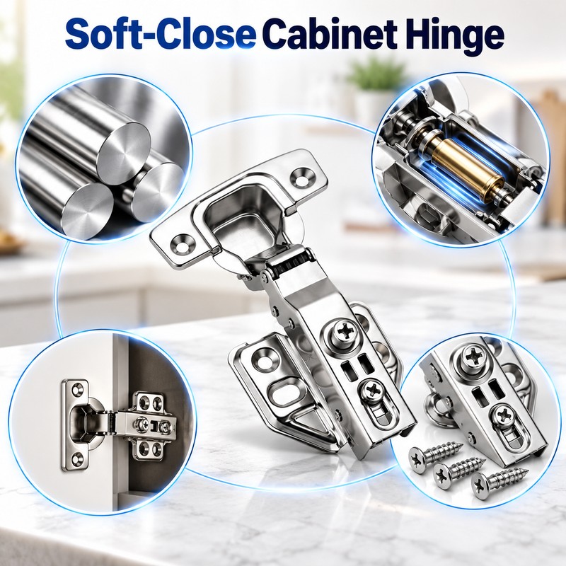 10PCS Stainless Steel Soft Close Cabinet Door Hinges with Screws