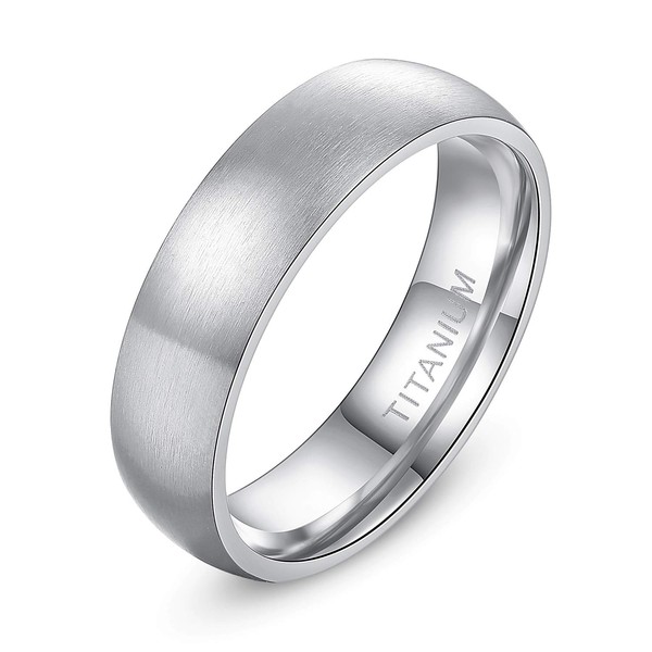 TIGRADE 4mm 6mm 8mm Titanium Ring Brushed Dome Wedding Band