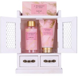 Accentra - Set regalo da donna A Moment for you – Beauty Set con bagno in schiuma, lozione per il corpo e sali da bagno in armadio decorativo in legno – Set benessere per donne e ragazze per